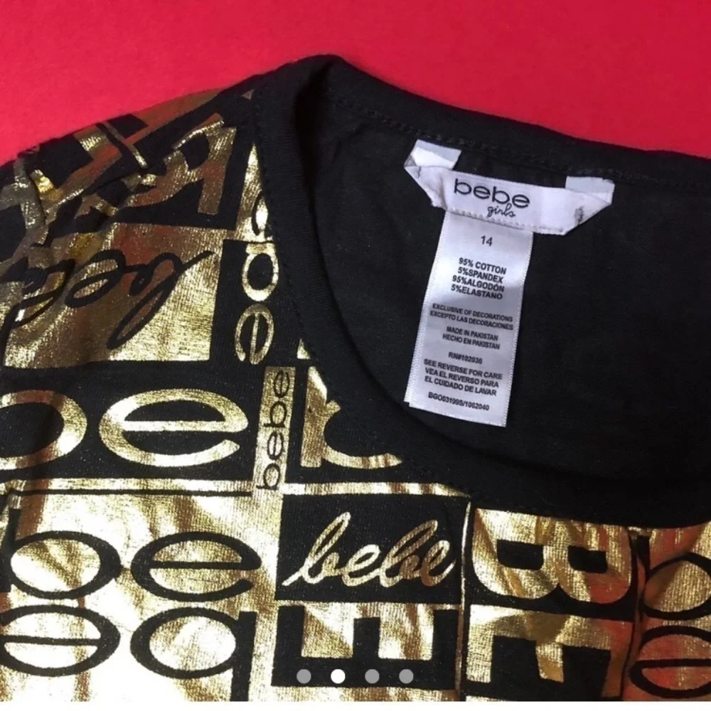 Metallic gold and black bebe babydoll dress​​​​​​​​​​​​​​​​​​​​​​​​ - Picture 2 of 4